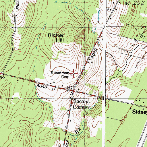 Topographic Map of Stedman Cemetery, ME