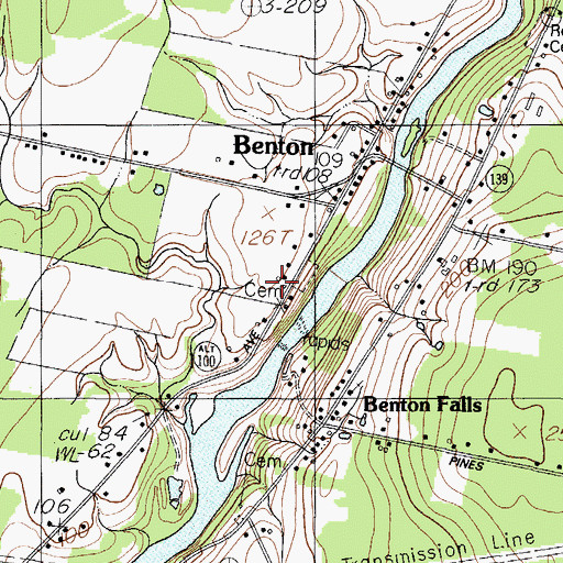 Topographic Map of Tozier Mills Cemetery, ME