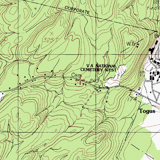 Topographic Map of Trask Cemetery, ME