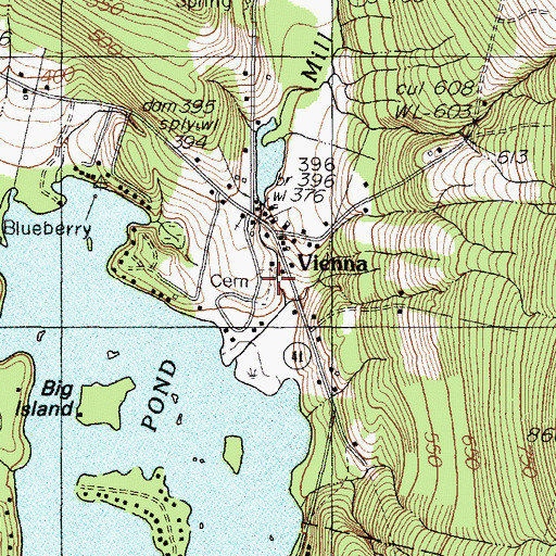 Topographic Map of Vienna Town Cemetery, ME