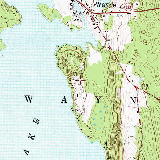 Topographic Map of Wayne Village Cemetery, ME