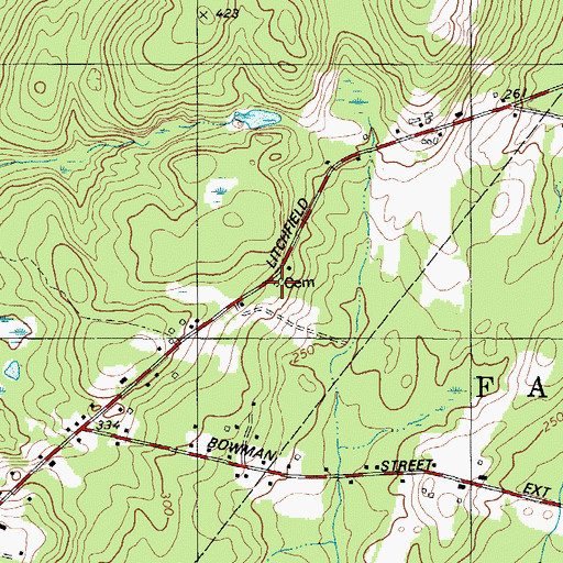 Topographic Map of West Farmingdale Cemetery, ME