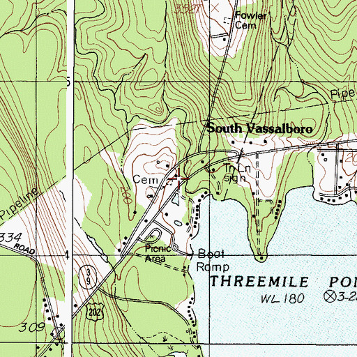 Topographic Map of Whitehouse Cemetery, ME