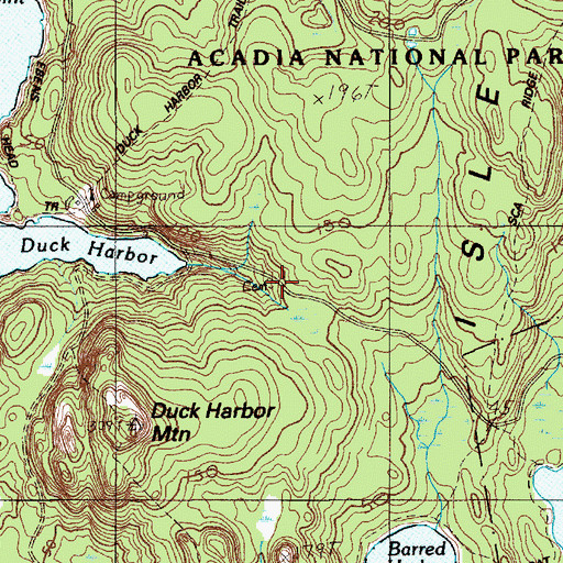 Topographic Map of Duck Harbor Cemetery, ME