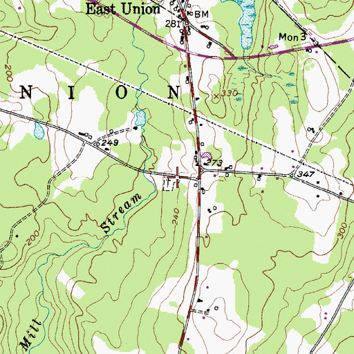 Topographic Map of East Union Cemetery, ME