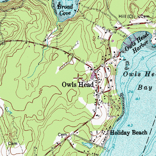 Topographic Map of Evergreen Cemetery, ME