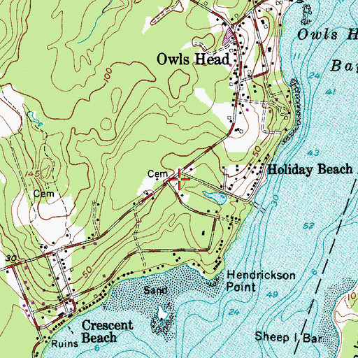 Topographic Map of Holiday Beach Cemetery, ME