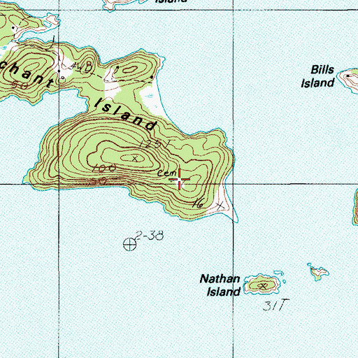 Topographic Map of Merchant Island Cemetery, ME