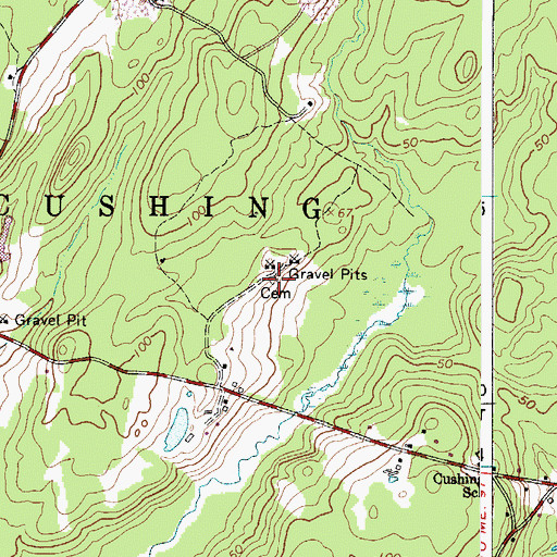 Topographic Map of Orff Cemetery, ME