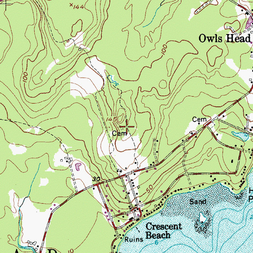 Topographic Map of Rose Hill Cemetery, ME