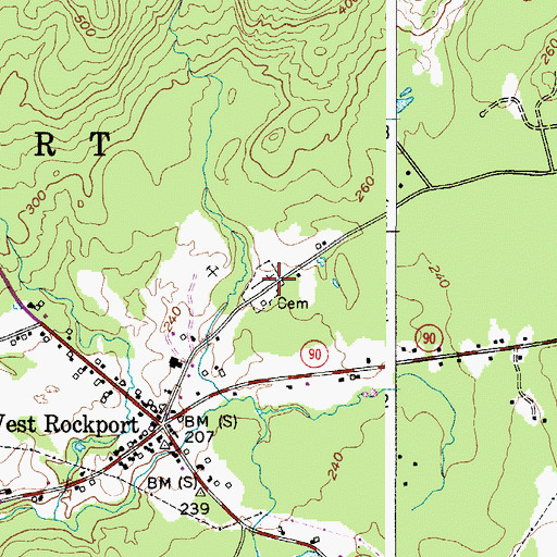 Topographic Map of West Rockport Cemetery, ME