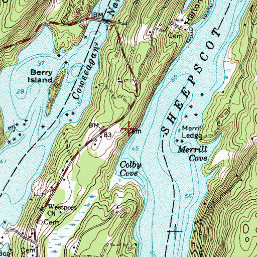 Topographic Map of Colby Cemetery, ME
