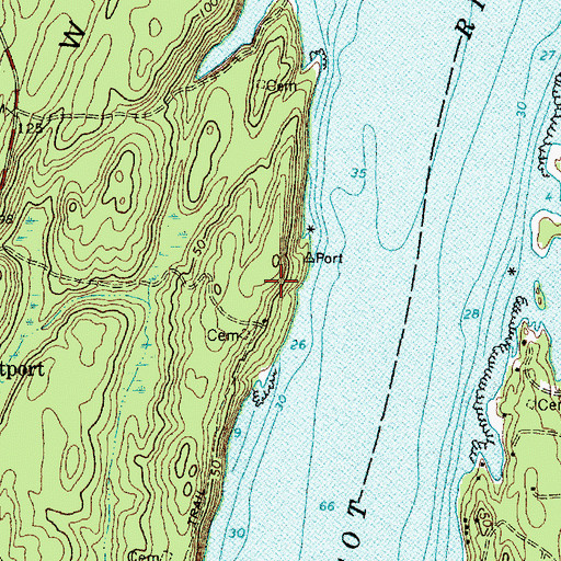 Topographic Map of Dunton Cemetery, ME
