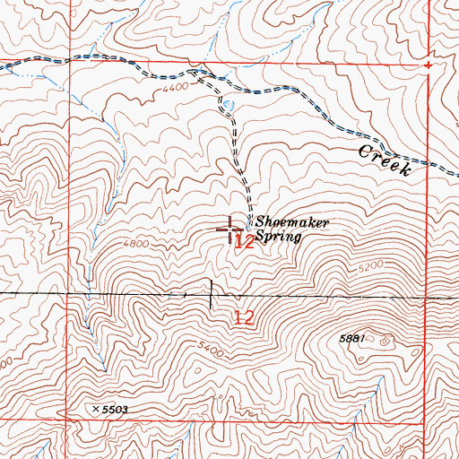 Topographic Map of Shoemaker Spring, CA
