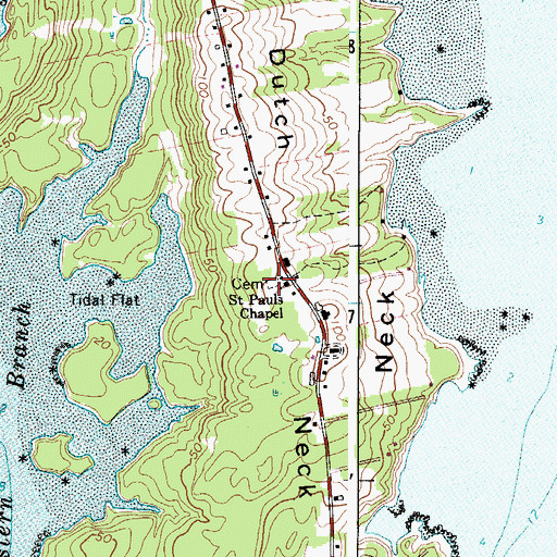 Topographic Map of Dutch Neck Cemetery, ME
