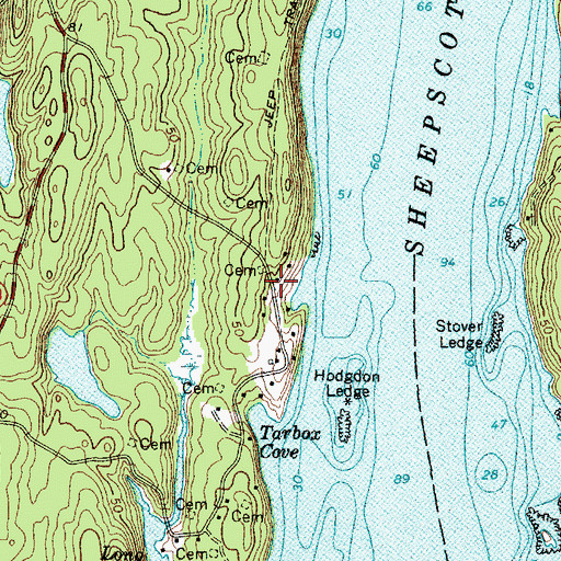 Topographic Map of East Side Cemetery, ME