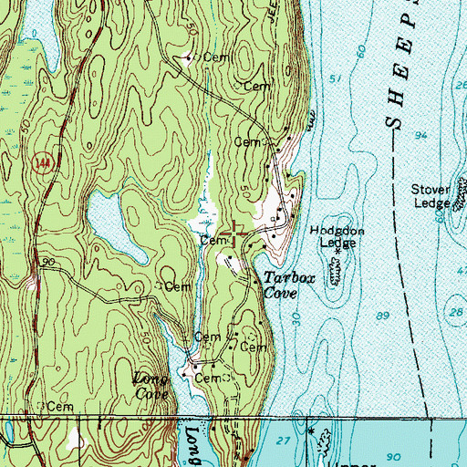 Topographic Map of Ezekiel Tarbox Cemetery, ME