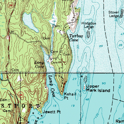 Topographic Map of Henry Kehail Cemetery, ME