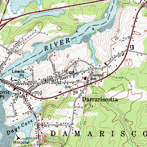Topographic Map of Hillside Cemetery, ME