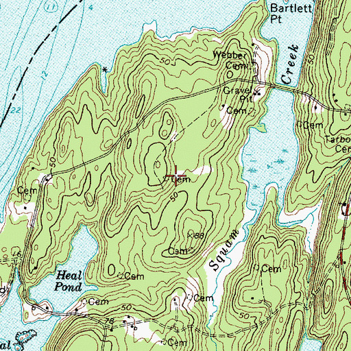 Topographic Map of Hodgdon Cemetery, ME
