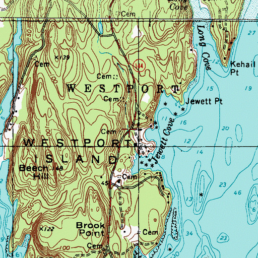 Topographic Map of Jewett Cemetery, ME