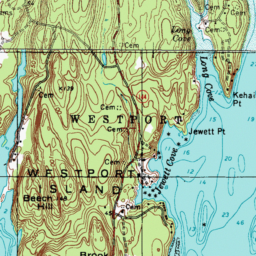 Topographic Map of Jewett Nelson Blake Moore Cemetery, ME
