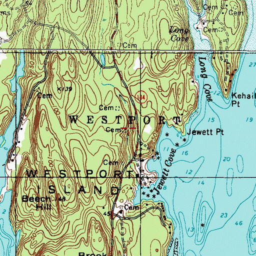 Topographic Map of Jewett Schweppe Cemetery, ME