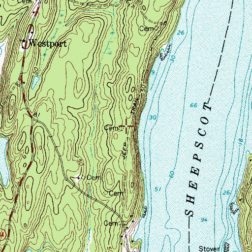 Topographic Map of Jordan Tarbox Cemetery, ME