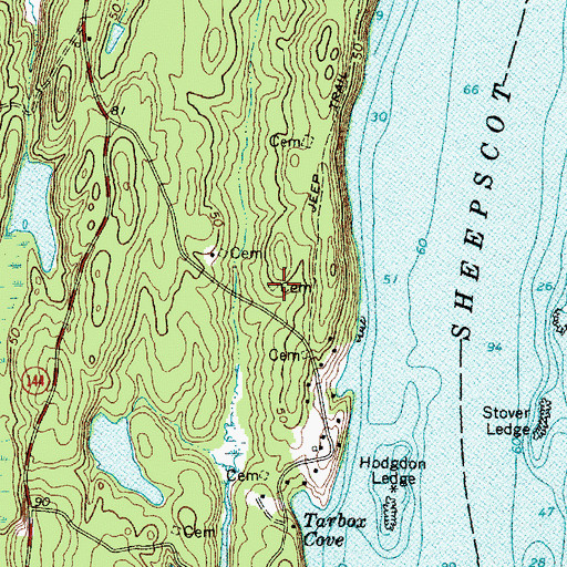 Topographic Map of Manson Dunton Cemetery, ME