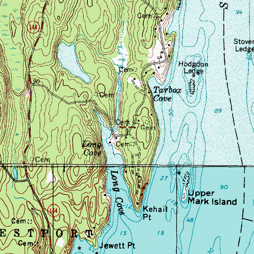 Topographic Map of Samuel Tarbox Junior Cemetery, ME