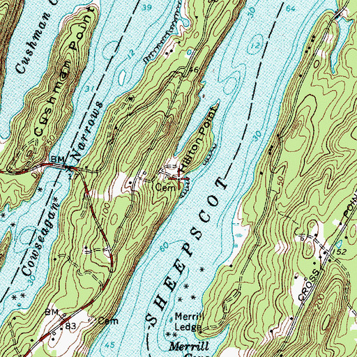 Topographic Map of Shea Cemetery, ME