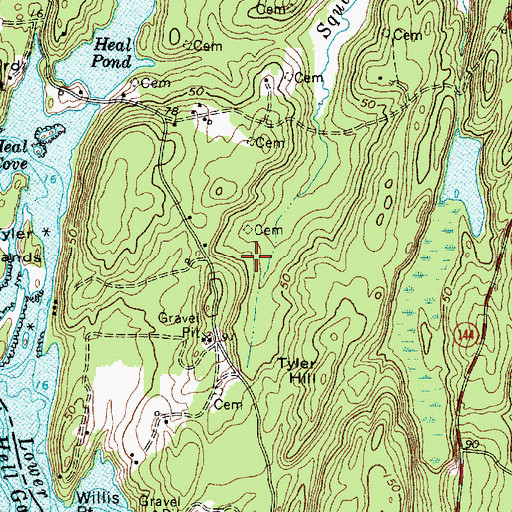 Topographic Map of Tyler Whitten Freeman Cemetery, ME