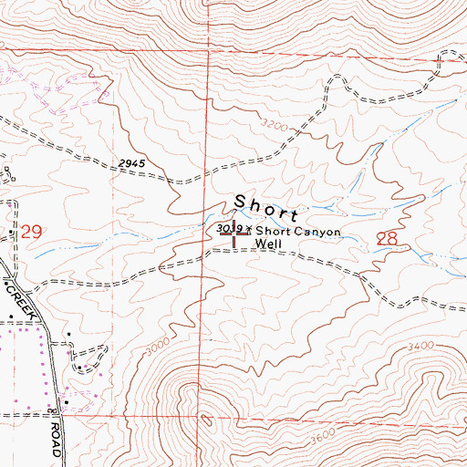 Topographic Map of Short Canyon Well, CA