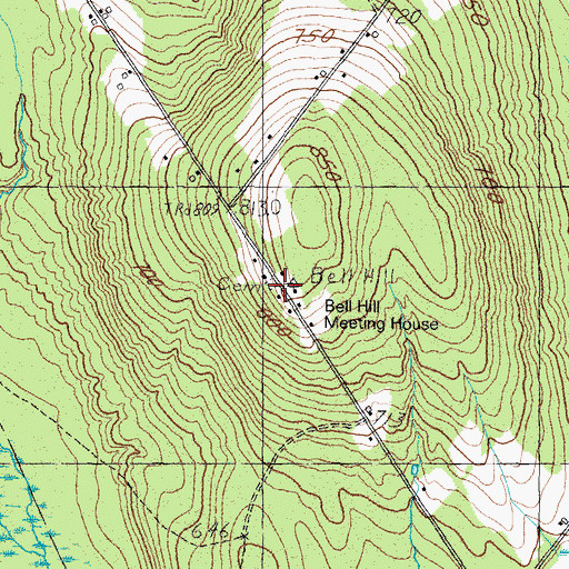 Topographic Map of Bell Hill Cemetery, ME