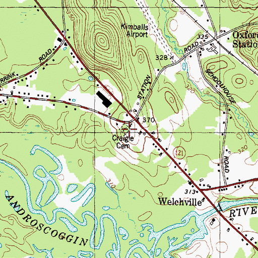 Topographic Map of Craigie Cemetery, ME