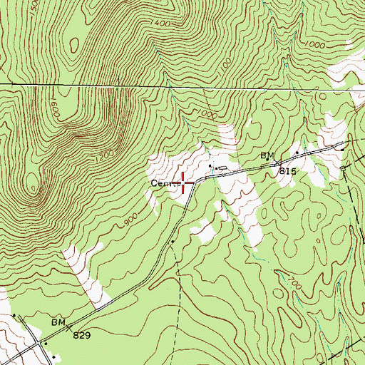 Topographic Map of Durham Cemetery, ME