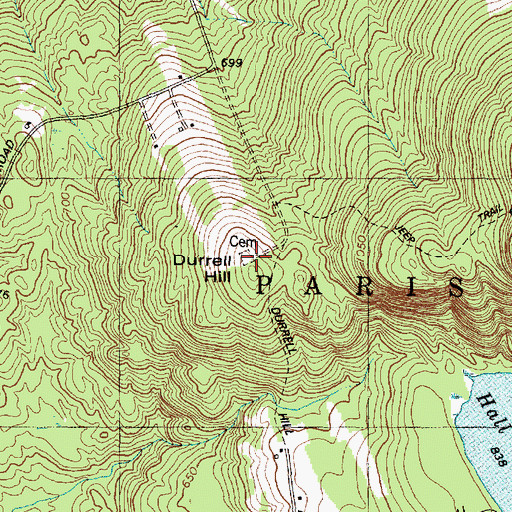 Topographic Map of Durrell Hill Cemetery, ME