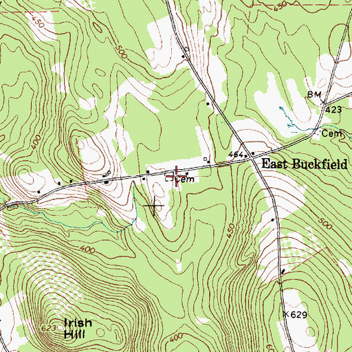 Topographic Map of East Buckfield Cemetery, ME