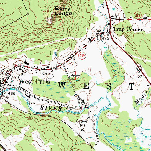 Topographic Map of Finnish Cemetery, ME