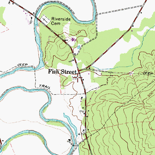 Topographic Map of Fish Street Cemetery, ME