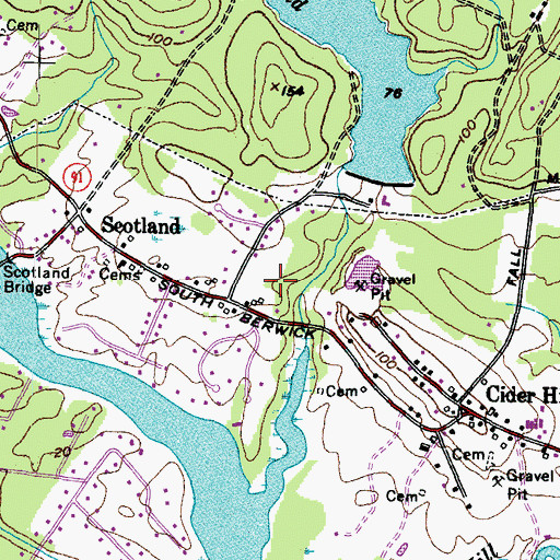 Topographic Map of Freethy Cemetery, ME