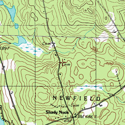 Topographic Map of Garland Road Cemetery, ME