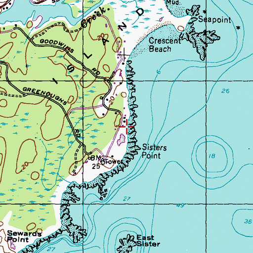 Topographic Map of Gerrish Goodwin Cemetery, ME