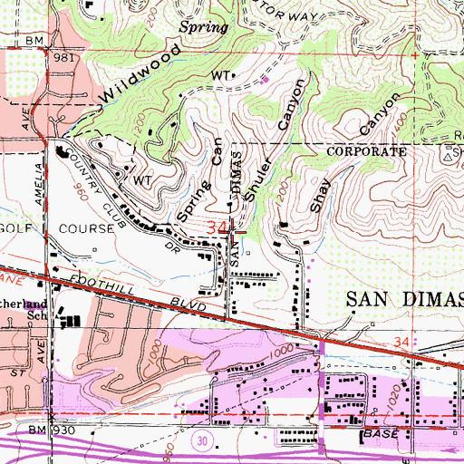 Topographic Map of Shuler Canyon, CA