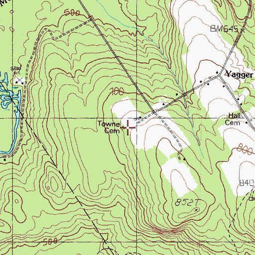 Topographic Map of Towne Cemetery, ME