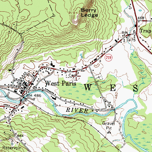 Topographic Map of Wayside Cemetery, ME