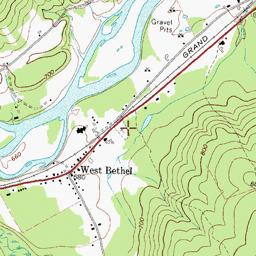 Topographic Map of West Bethel Cemetery, ME