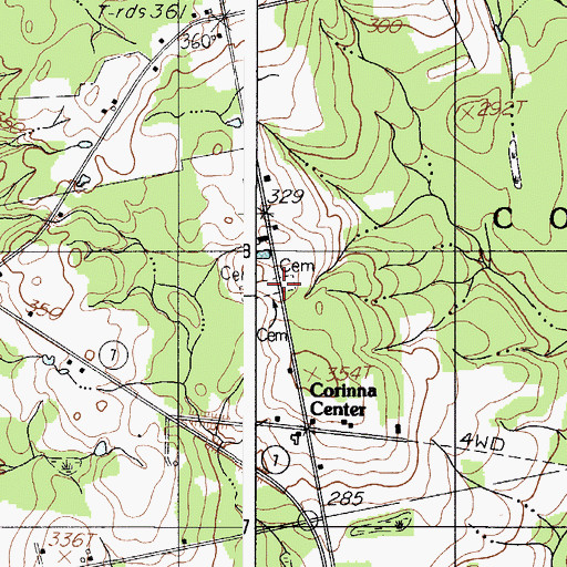 Topographic Map of Corinna Center Cemetery, ME