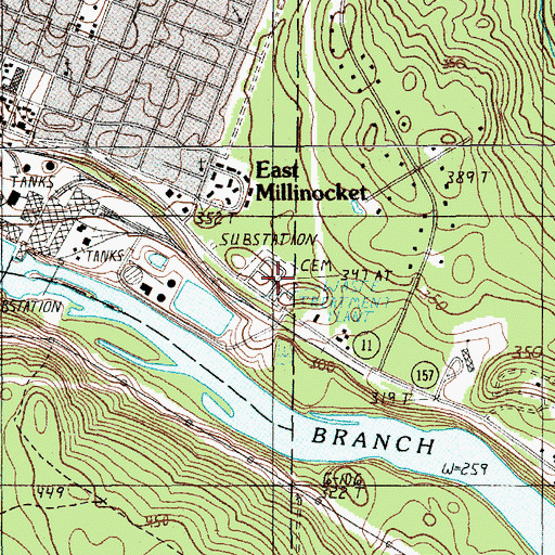 Topographic Map of East Millinocket Cemetery, ME