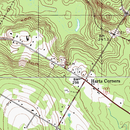 Topographic Map of Harts Corner Cemetery, ME